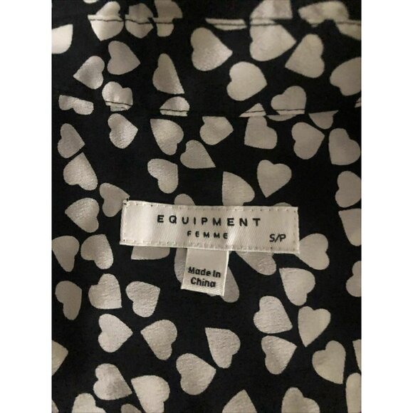 Equipment Womens Black White Endless Hearts Dress - Picture 12 of 12